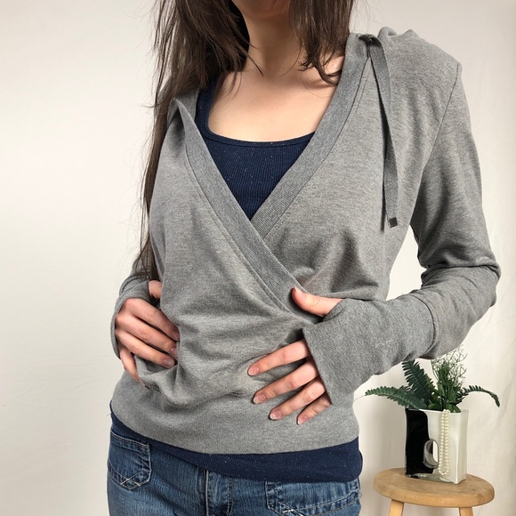 4/$10 | grey crossover front hoodie - Picture 3 of 5